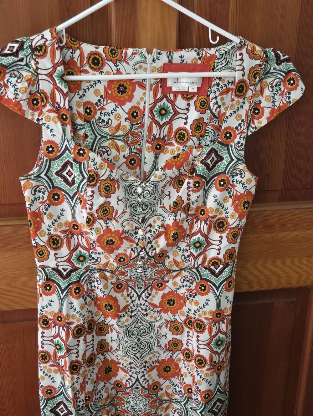 Anthropologie Floral Dress in Orange, Green & Yellow - Picture 3 of 7